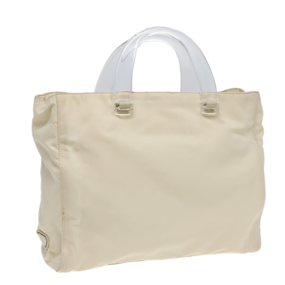 PRADA Hand Bag Nylon White Silver Auth 89620 - Picture 1 of 16